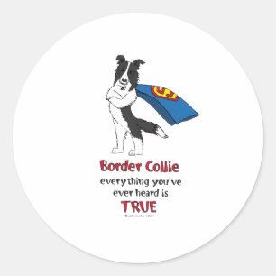Super Border Collie Black Classic Round Sticker