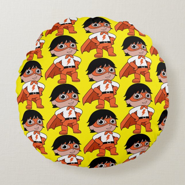Super Boy Action Hero Round Cushion (Front)