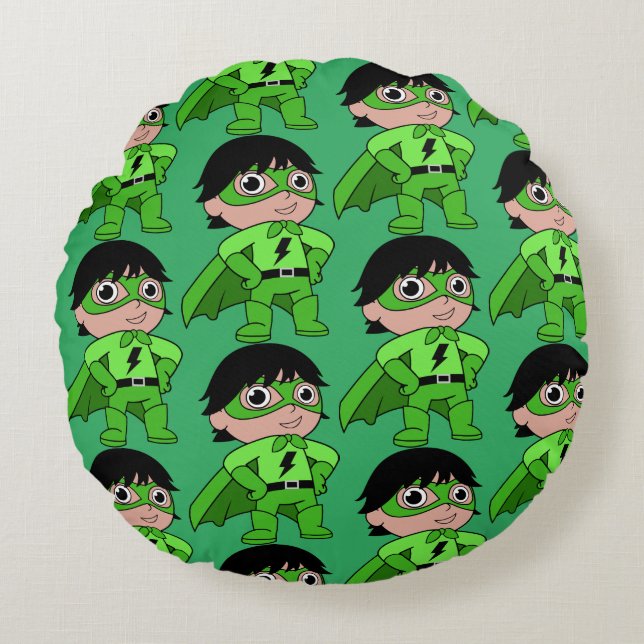 Super Boy Action Hero Round Cushion (Front)