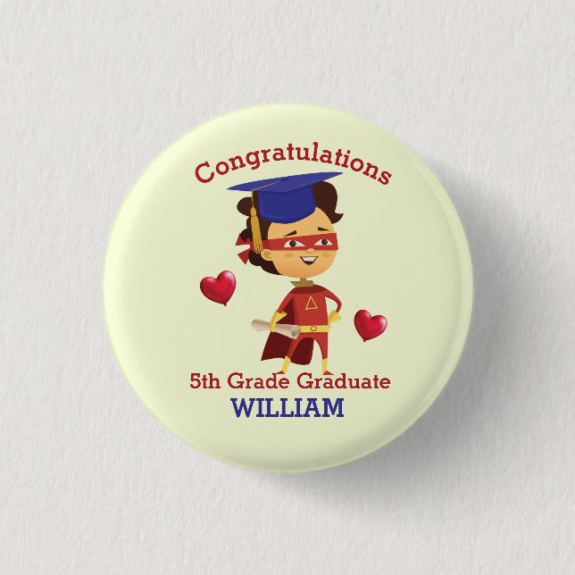 Super Boy Congrats 5th grade 3 Cm Round Badge (Front)