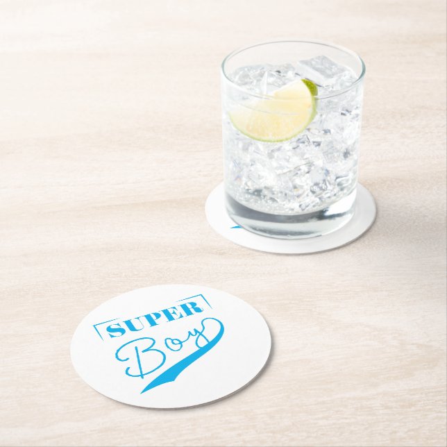 Super Boy Round Paper Coaster (Insitu)