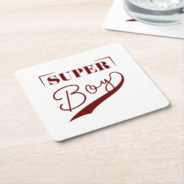 Super Boy Square Paper Coaster (Angled)