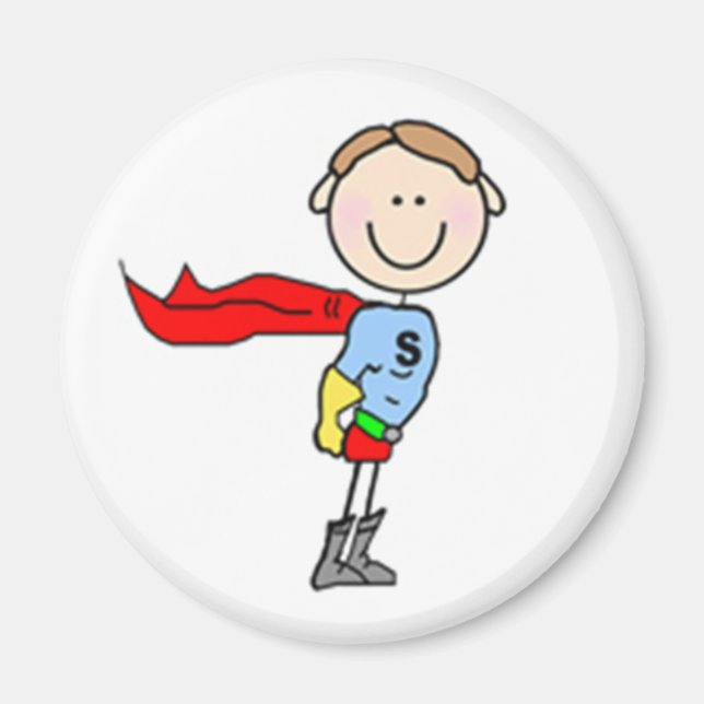 Super Boy Stick Figure Magnet (Front)