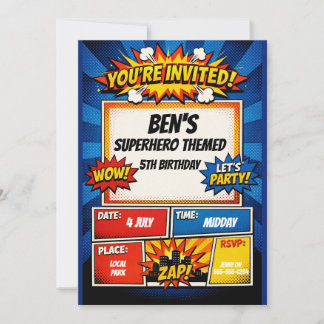 SUPER BOYS BIRTHDAY INVITE