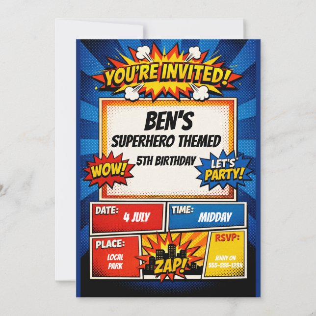 SUPER BOYS BIRTHDAY INVITE (Front)