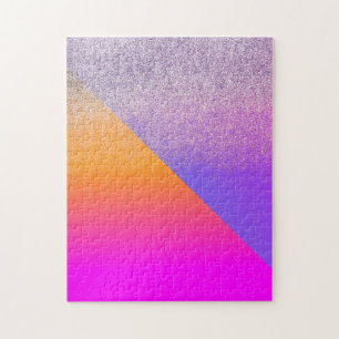 Super Bright Two Tone Geometrical Triangle Glitter Jigsaw Puzzle
