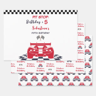 Super car race kids birthday wrapping paper sheet