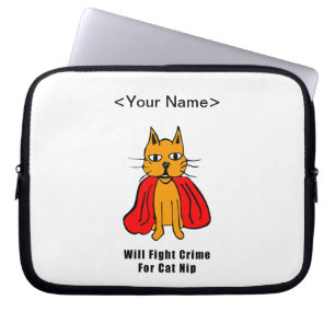 Super Cat Fight Crime For Catnip ( add your name ) Laptop Sleeve
