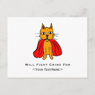 Super Cat Fight Crime For <Your Text/Name> Postcard