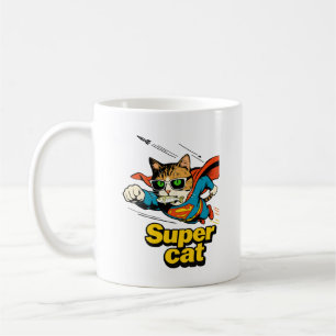 Super Cat Flying with Fish Coffee Mug