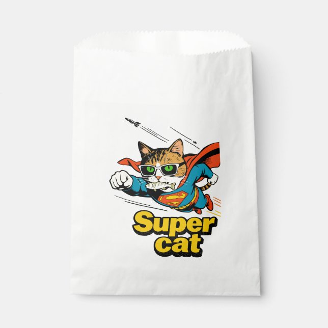 Super Cat Flying with Fish  Favour Bag (Front)