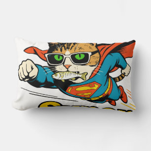 Super Cat Flying with Fish  Lumbar Cushion