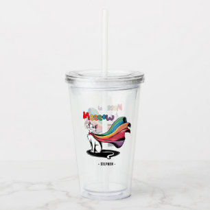 Super Cat Meeeow – Rainbow Cape Pride Cat Acrylic Tumbler