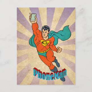 Super Cell Phone Man Postcard