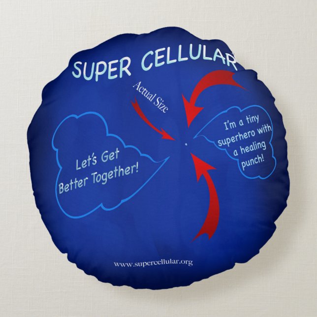 SUPER CELLULAR SUPERHERO PILLOW! THE GET WELL GUY! ROUND CUSHION (Back)