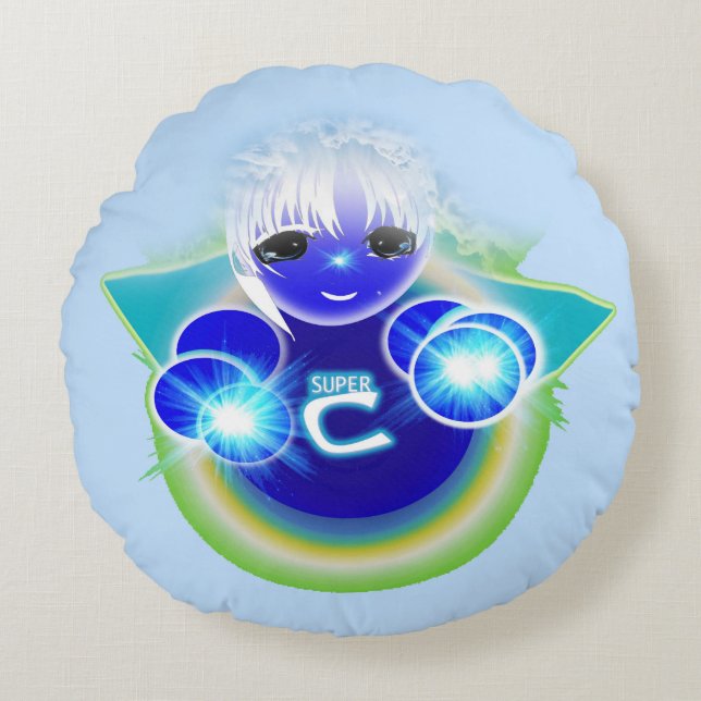 Super Celu, the healing and wellness doll for kids Round Cushion (Front)
