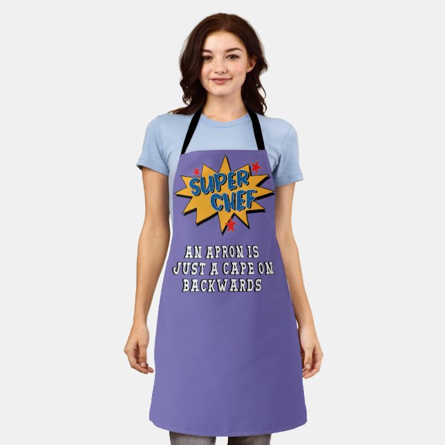 SUPER CHEF Cape Comic Style All-Over Print Apron (Worn)