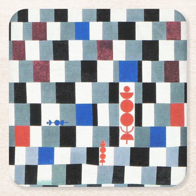 Super Chess, Paul Klee Square Paper Coaster (Front)