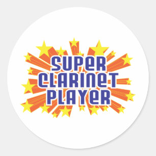 Super Clarinet Player Classic Round Sticker