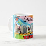 Super Colourful Dallas Texas Coffee Mug<br><div class="desc">A vintage,  retro bright,  happy Dallas Texas greeting postcard.</div>
