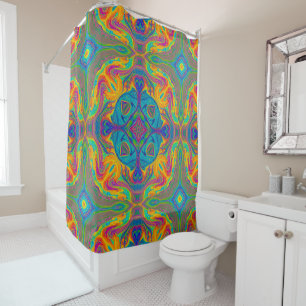 Super Colourful Fun Abstract Shower Curtain