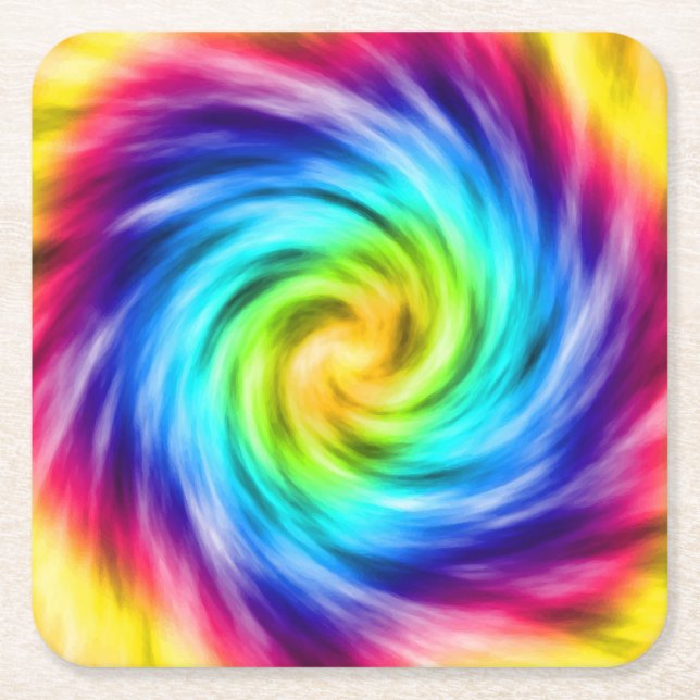 Super Colourful Whirlpool Square Paper Coaster (Front)