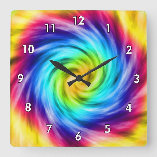 Super Colourful Whirlpool Square Wall Clock (Front)