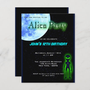 Super Cool Alien Birthday Party Invite