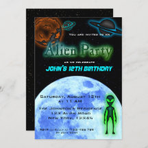 Super Cool Alien Birthday Party Invite