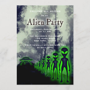 Super Cool Alien & UFO Party Invite