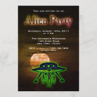 Super Cool Alien & UFO Party Invite