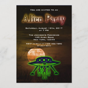 Super Cool Alien & UFO Party Invite