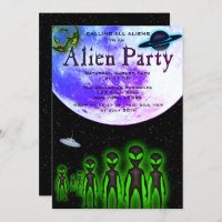 Super Cool Alien & UFO Party Invite