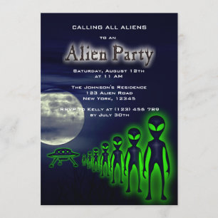 Super Cool Alien & UFO Party Invite