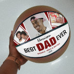Super Cool  'BEST DAD EVER' Photo and Name Basketball<br><div class="desc">A super cool basketball for the 'BEST DAD EVER' featuring 3 photos, his name, the kids names and year. Designed using the colours Burgandy and White but these can be changed to any colour of your choice. All text can be easily customised. A fantastic gift for Father's Day, Birthdays, Christmas...</div>