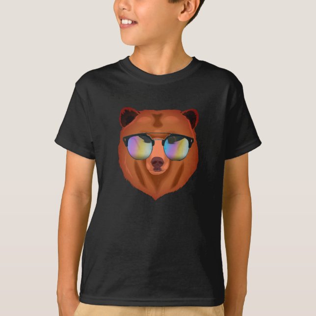 Super Cool Brown Bear in Sunglasses T-Shirt (Front)