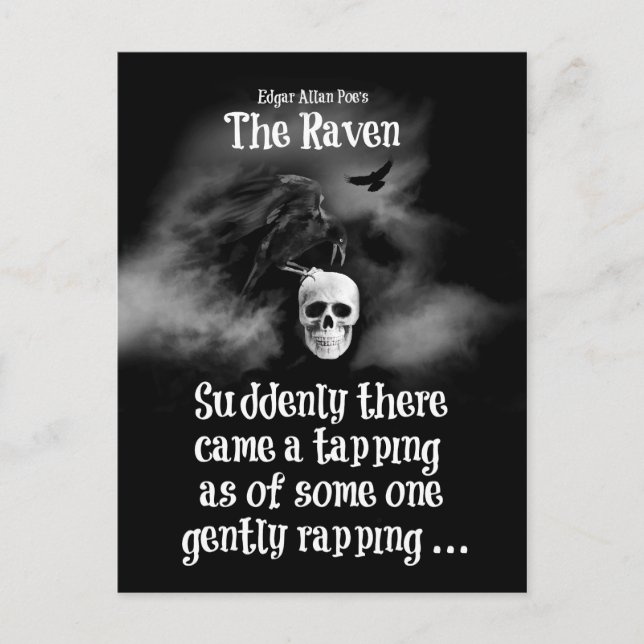 Super Cool Edgar Allan Poe's The Raven Halloween Postcard (Front)