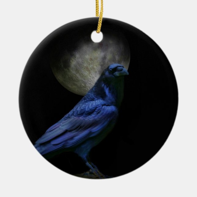Super Cool Gothic holiday Ornament with Raven (Front)