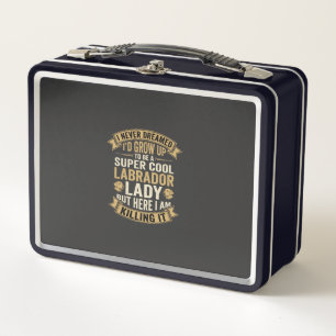 Super Cool Labrador Lady Dog Lover Metal Lunch Box