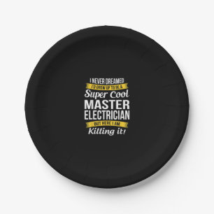 Super Cool Master Electrician  Funny Gift Paper Plate