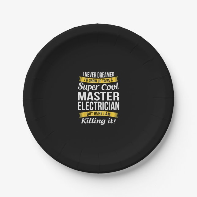 Super Cool Master Electrician  Funny Gift Paper Plate (Front)