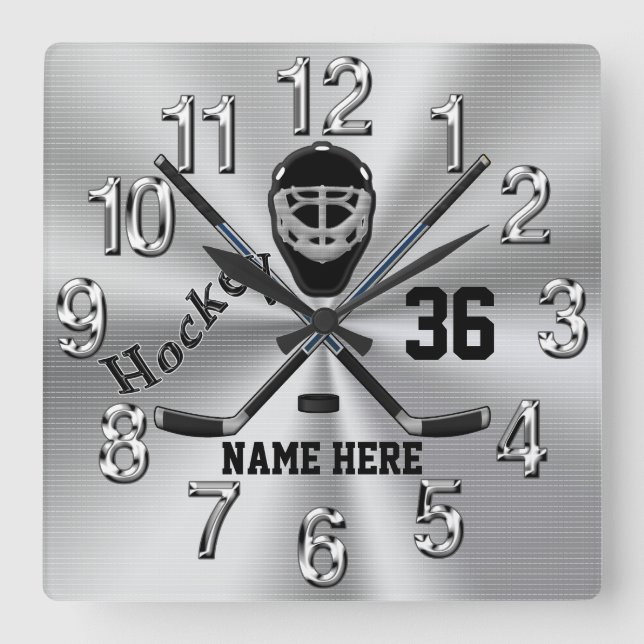 Super Cool PERSONALIZED Hockey Clock for Boys (Front)