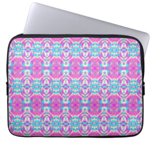 SUPER COOL Pink and Blue Abstract Pattern Laptop Sleeve