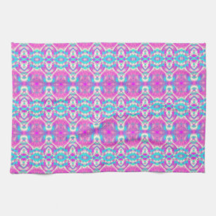 SUPER COOL Pink and Blue Abstract Pattern Tea Towel