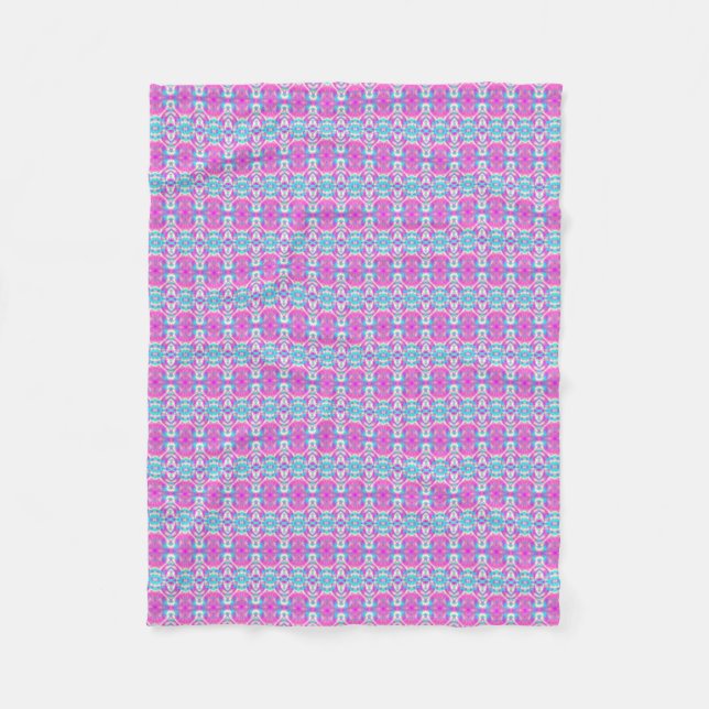 SUPER COOL Pink and Blue Pattern Fleece Blanket (Front)