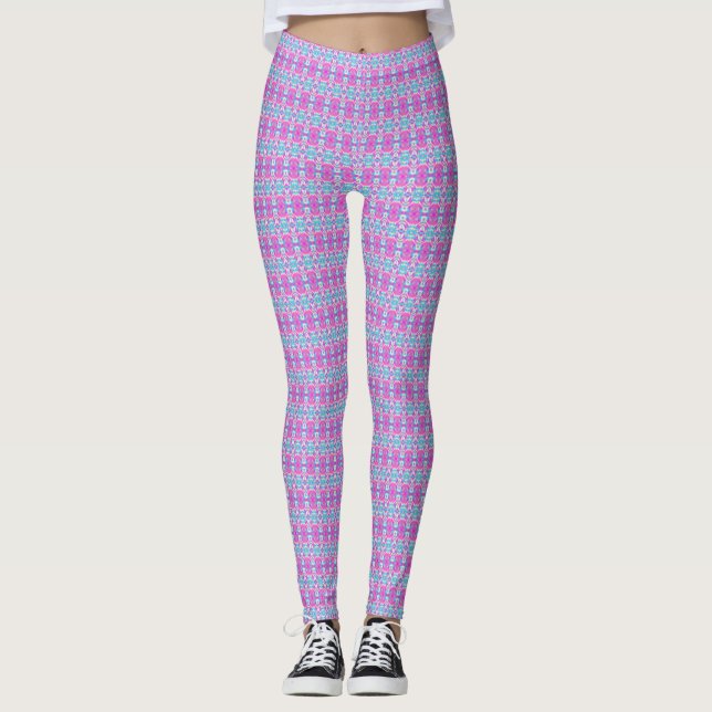 SUPER COOL Pink and Blue Pattern Leggings (Front)