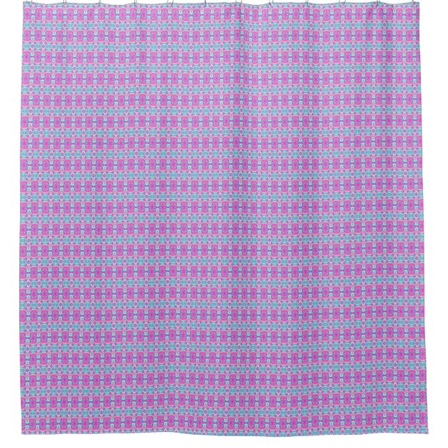 SUPER COOL Pink and Blue Pattern Shower Curtain (Front)