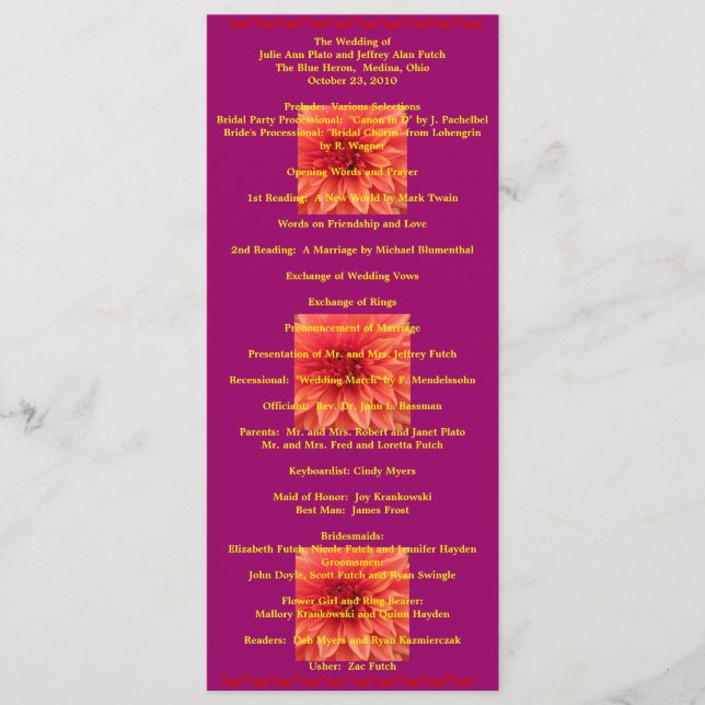 Super Cool Wedding program (Front)