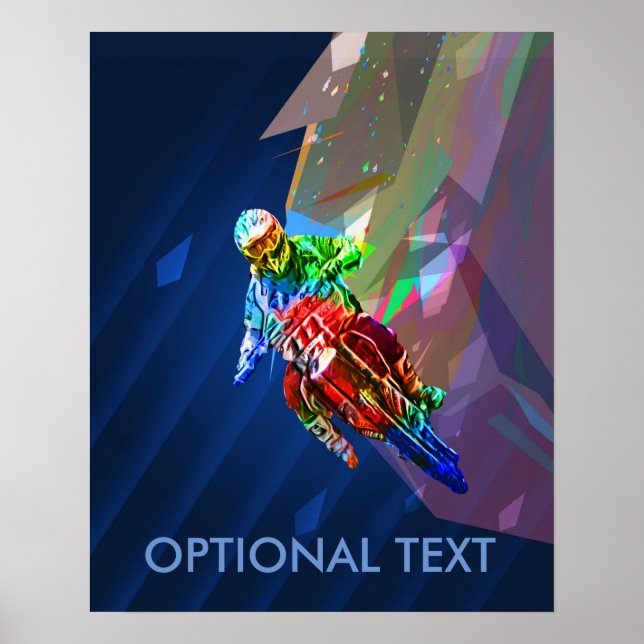Super Crayon Colored Dirt Bike Leaning Into Curve Poster (Front)
