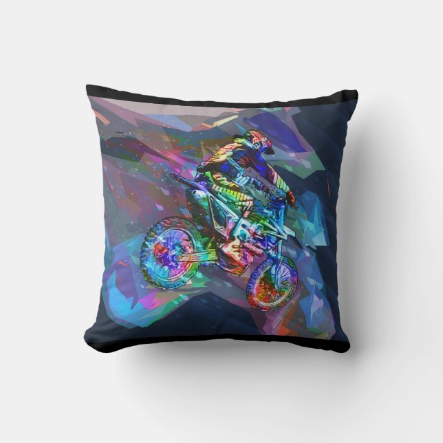 Super Crayon Coloured Dirt Bike Downhill Cushion (Front)